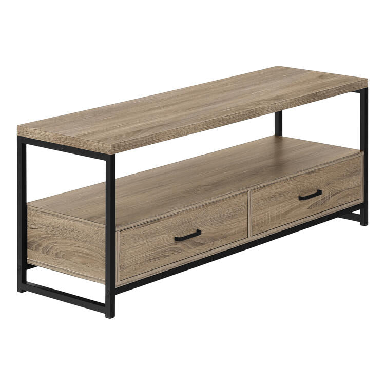 Monarch Specialties I2872 | Meuble TV - 48" - 2 Tiroirs de rangement - Taupe foncé-SONXPLUS Rivière-du-Loup