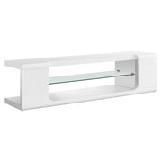 Monarch Specialties I3535 | Meuble TV - 60" - 1 Tablette en verre - Blanc-SONXPLUS Rivière-du-Loup