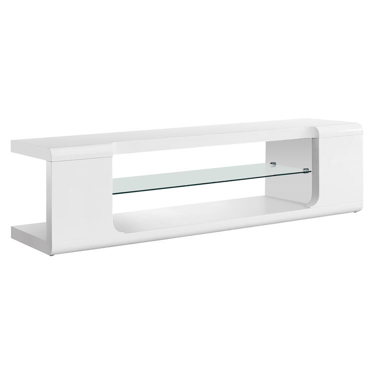 Monarch Specialties I3535 | Meuble TV - 60" - 1 Tablette en verre - Blanc-SONXPLUS Rivière-du-Loup