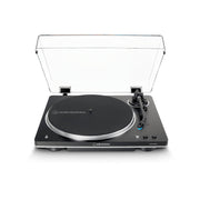 Audio-Technica AT-LP70XBTBS | Table tournante Stéréo - Sans fil - Bluetooth - Entraînement par courroie - Entièrement automatique - Noir/Argent | 01 | Sonxplus Rivière-du-Loup